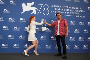 Jessica Chastain et Oscar Isaac à la Mostra de Venise, le 4 septembre 2021.