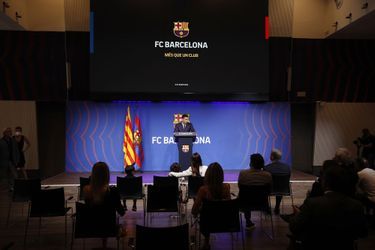 Lionel Messi en conférence de presse à Barcelone le 8 août 2021