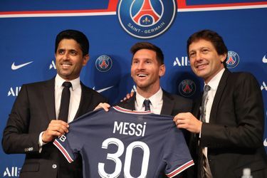 Nasser Al-Khelaifi, Lionel Messi et Leonardo