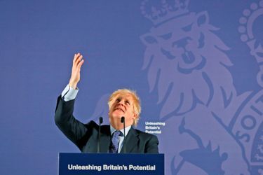 Boris Johnson présente le projet de son gouvernement dans le cadre des négociations commerciales avec l&#039;Union européenne, lundi à Londres.