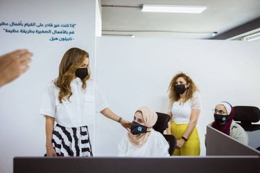 La reine Rania de Jordanie à Amman, le 16 août 2021