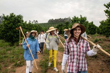 Le 21 octobre, 6 heures du matin. Les femmes du village partent désherber les champs d’orangers et de mandariniers. Leur exportation constitue l’un des revenus du village.