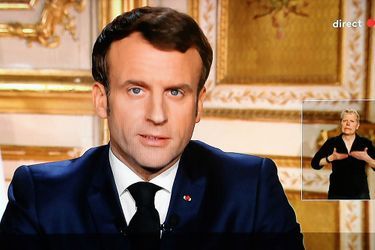 Emmanuel Macron lors de l&#039;allocution télévisée.