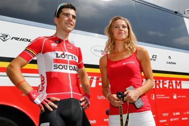 Tony Gallopin et Marion Rousse en 2016 sur le Tour de France. 