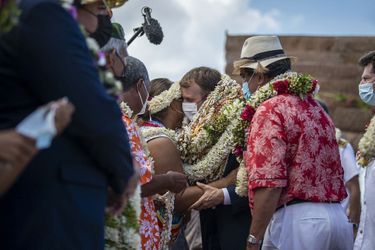 Emmanuel Macron à Manihi dans l’archipel des Tuamotu.
