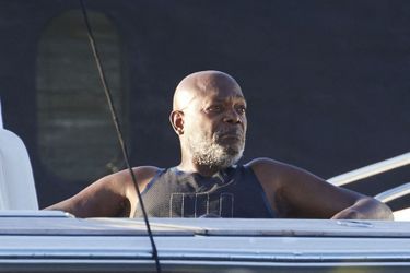 Samuel L. Jackson sur un bateau à Saint-Tropez le 28 juillet 2021