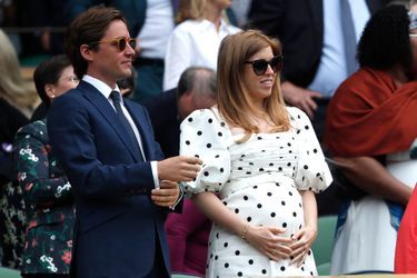 La princesse Beatrice d&#039;York enceinte et Edoardo Mapelli Mozzi au tournoi de Wimbledon à Londres, le 8 juillet 2021