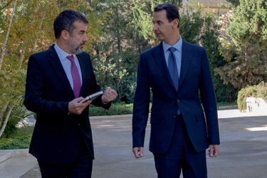 Régis Le Sommier and Bachar el-Assad in Damas.
