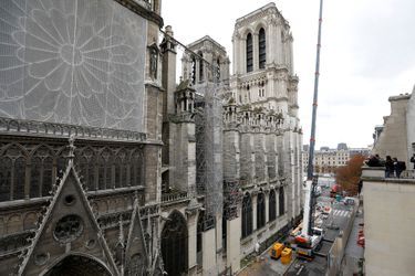 Les travaux pour consolider la cathédrale Notre-Dame de Paris six mois après l&#039;incendie. 