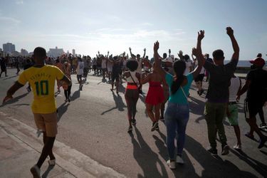 Manifestation à La Havane, à Cuba, le 11 juillet 2021.