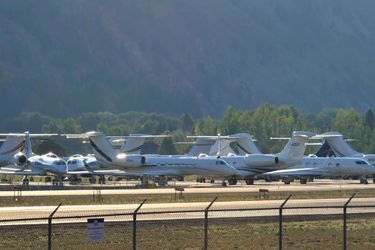 Les jets privés sur le tarmac à Sun Valley, dans l&#039;Idaho.