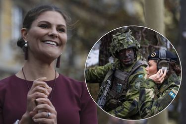La princesse Victoria de Suède à Sarajevo, le 6 novembre 2019. En vignette, le 15 novembre 2019, avec le Régiment amphibie suédois