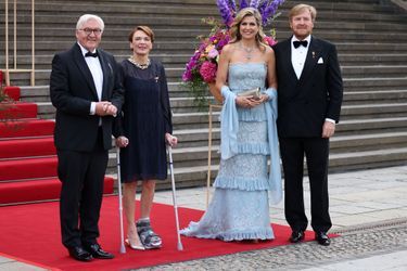 La reine Maxima et le roi Willem-Alexander des Pays-Bas avec le couple présidentiel allemand à Berlin, le 6 juillet 2021
