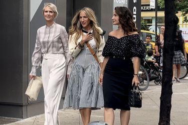 Cynthia Nixon, Sarah Jessica Parker et Kristin Davis sur le tournage de la série «And Just Like That...» à New York le 9 juillet 2021