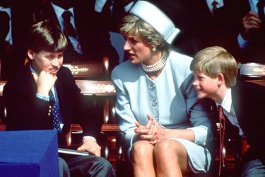 La princesse Diana avec ses fils les princes William et Harry, en mai 1995