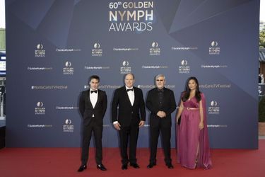 Louis Ducruet, le prince Albert II, Tchéky Karyo et Marie Ducruet à la cérémonie de clôture du Festival de télévision de Monte-Carlo le 22 juin 2021