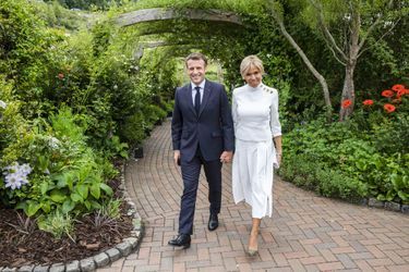 Le couple Macron vendredi à à l&#039;Eden Project pour le G7. 