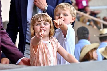 La princesse Gabriella et le prince Jacques de Monaco au stade Louis-II de Monaco, le 20 juin 2021