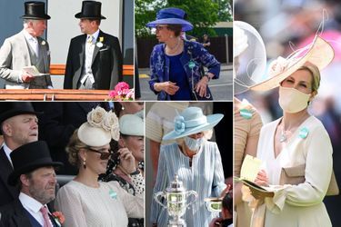 Les princes Charles et Edward, la princesse Anne, Zara Phillips et Mike Tindall, Camilla Parker Bowles, la comtesse Sophie de Wessex au Royal Ascot, le 15 juin 2021