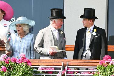 La duchesse de Cornouailles Camilla et les princes Charles et Edward au Royal Ascot, le 15 juin 2021