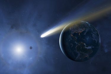 Illustration d'une comète près de la Terre.
