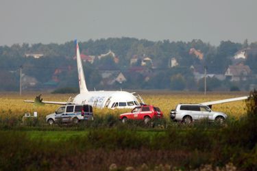 L&#039;Airbus A321 qui s&#039;est écrasé dans un champ près de l&#039;aéroport de Joukovski, dans la banlieue de Moscou.