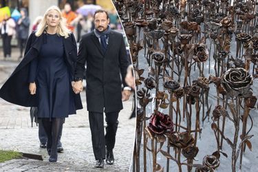 La princesse Mette-Marit et le prince Haakon au dévoilement du mémorial Jernrosene à Oslo, le 28 septembre 2019 Splash News/ABACA