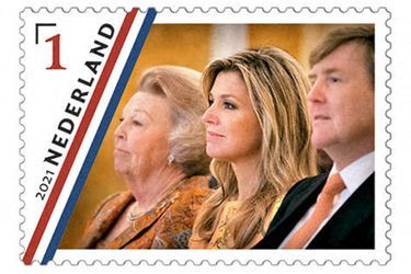 L'un des timbres du feuillet de cinq timbres marquant le 50e anniversaire de la reine Maxima des Pays-Bas