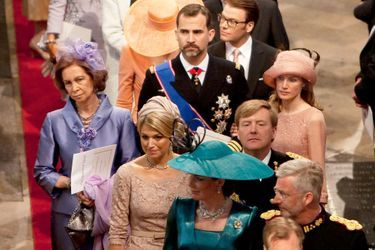 Quelques-uns des membres des familles royales étrangères au mariage du prince William et de Kate Middleton dans l&#039;abbaye de Westminster, le 29 avril 2011
