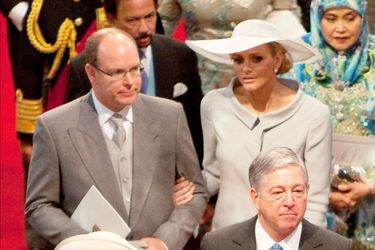 Le prince Albert II de Monaco et Charlène Wittstock au mariage du prince William et de Kate Middleton, le 29 avril 2011