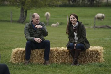 Le prince William et Kate Middleton visitent une ferme à Durham (nord-est de l&#039;Angleterre) le 27 avril 2021