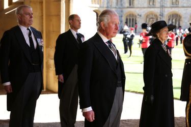 Les quatre enfants de la reine Elizabeth II et du prince Philip à Windsor, le 17 avril 2021
