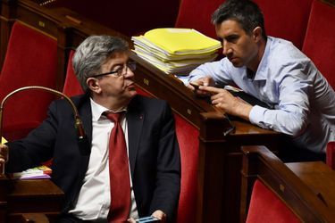 Jean-Luc Mélenchon et François Ruffin à l'Assemblée en mai 2018 à l'Assemblée. 