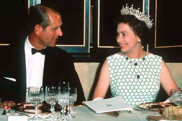 La reine Elizabeth II et le prince Philip lors d&#039;un banquet d&#039;Etat, en 1970 
