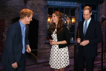 Harry, Kate et William lors d'une visite dans les studios Warner Bros. en avril 2013