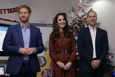 Harry, Kate et William lors d'une réception de Noël pour la fondation The Mix en décembre 2016