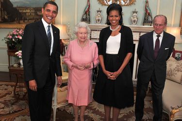 Le prince Philip avec la reine Elizabeth II et Barack et Michelle Obama, le 1er avril 2009