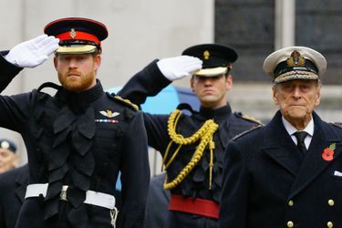 Le prince Philip avec son petit-fils le prince Harry, le 5 novembre 2015