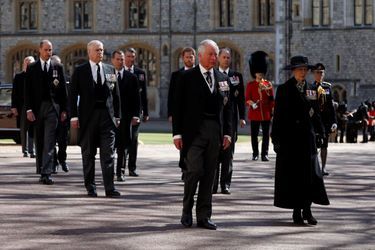 La famille royale, aux funérailles du prince Philip au Château de Windsor, samedi 17 avril 2021.