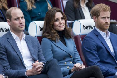 William, Kate et Harry lors d'un événement pour la fondation Coach Core à Londres en octobre 2017