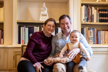 Le prince Charles de Luxembourg avec ses parents la princesse Stéphanie et le prince héritier Guillaume, le 14 mars 2021