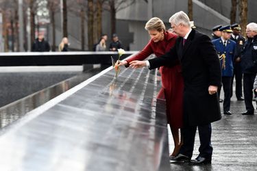 La reine Mathilde et le roi des Belges Philippe rendent hommage aux victimes des attentats du 11-Septembre à New York, le 11 février 2020