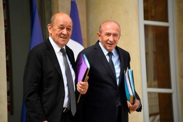 Jean-Yves Le Drian et Gérard Collomb lorsqu&#039;ils étaient encore collègues au gouvernement, en juillet 2018.