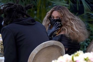 Beyoncé au côté de Jay-Z aux Grammy Awards à Los Angeles le 14 mars 2021