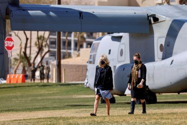 Jill Biden arrivant sur la base militaire de Twentynine-Palms, en Californie, le 10 mars 2021.