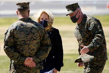 Jill Biden arrivant sur la base militaire de Twentynine-Palms, en Californie, le 10 mars 2021.
