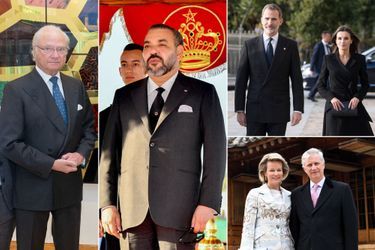 Le roi Carl XVI Gustaf de Suède, le roi Mohammed VI du Maroc, le roi Felipe VI et la reine Letizia d'Espagne, le roi des Belges Philippe et la reine Mathilde, en 2019
