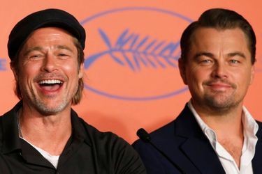 Brad Pitt et Leonardo DiCaprio, les deux stars de &quot;Once Upon a Time in Hollywood&quot; lors de la conférence de presse. 