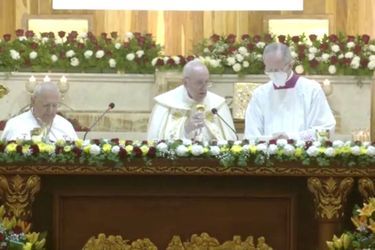 Le pape François a prononcé une messe à Bagdad, en Irak, le 6 mars 2021.