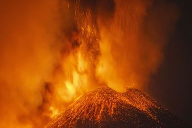 Pendant une récente éruption de l'Etna.